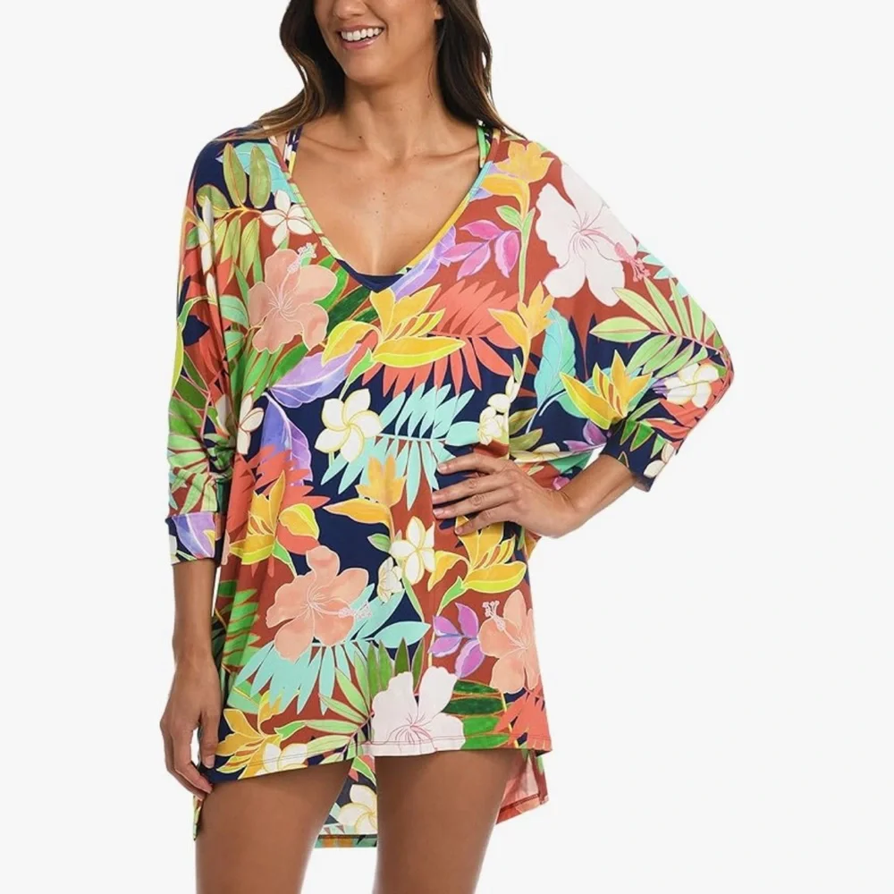Citrus Tunic Swimsuit Cover Up Print In The Tropics Size XS Oversized NEW - Picture 4 of 5